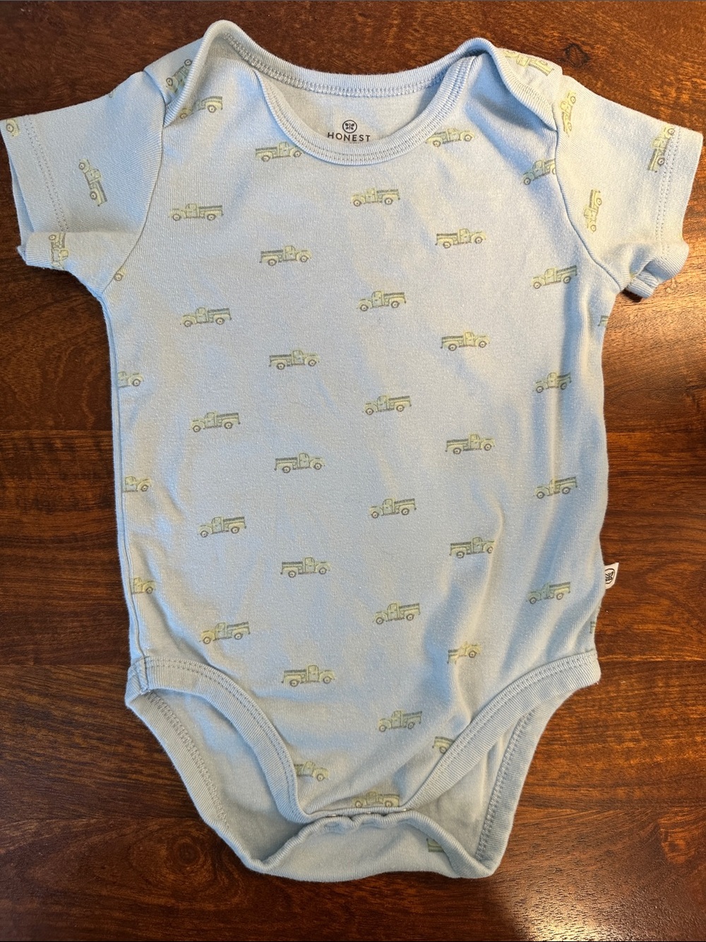 Honest Baby Organic Cotton Light Blue Truck Print Onesie 24 M